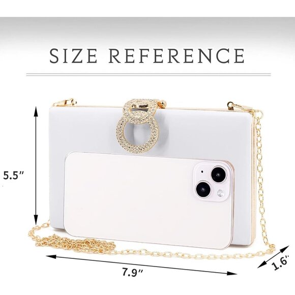 Women's Faux leather 9-white Girls Handbag Push Lock Clutch Purse Polyester Bag - Picture 3 of 7